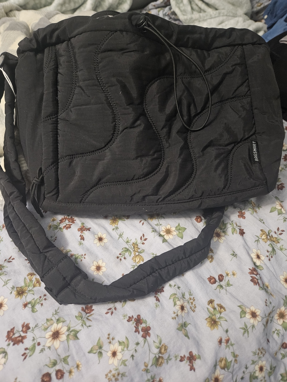 BagSmart Black Quilted Crossbody Bag